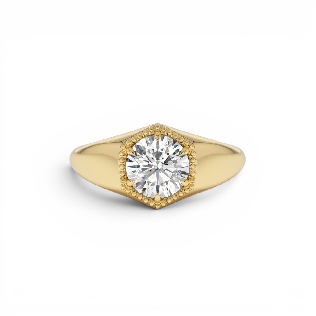 0.75 CTW 14K Lab Grown Diamond Hexagon Signet Ring by Orlina Fine