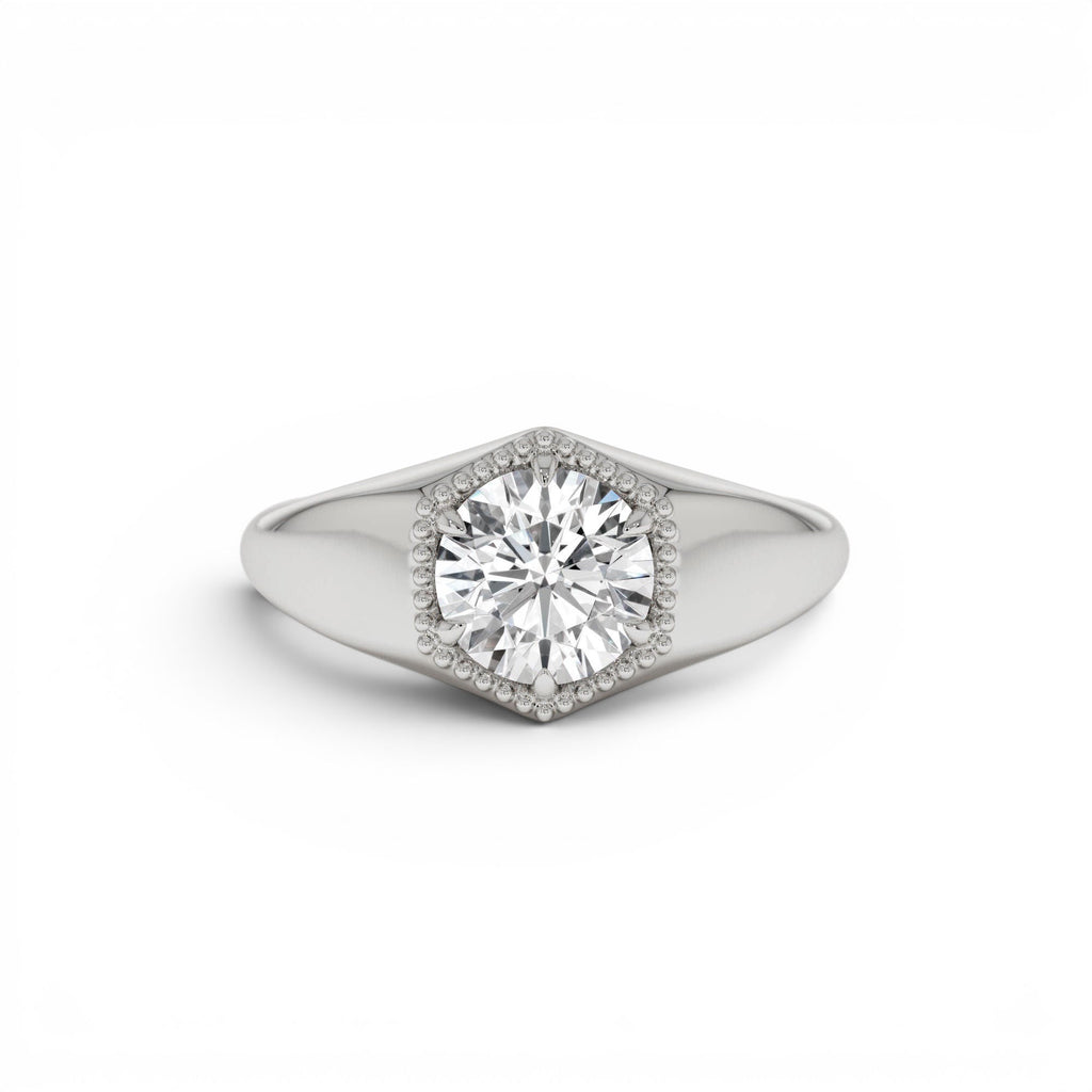 0.75 Ctw 14k Lab Grown Diamond Hexagon Signet Ring - view 2
