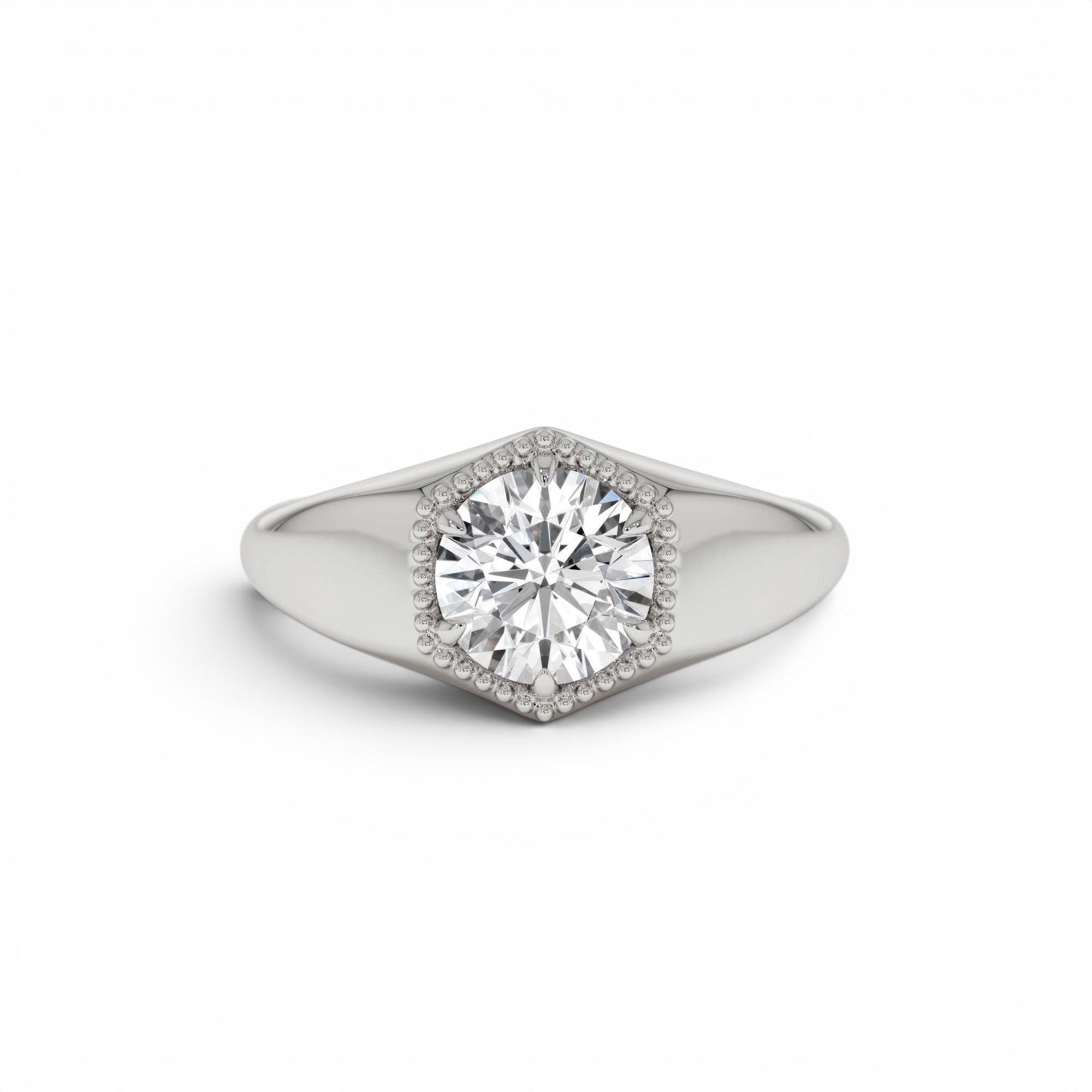 0.75 Ctw 14k Lab Grown Diamond Hexagon Signet Ring - view 2