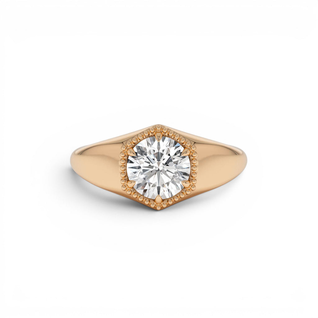 0.75 Ctw 14k Lab Grown Diamond Hexagon Signet Ring - view 3