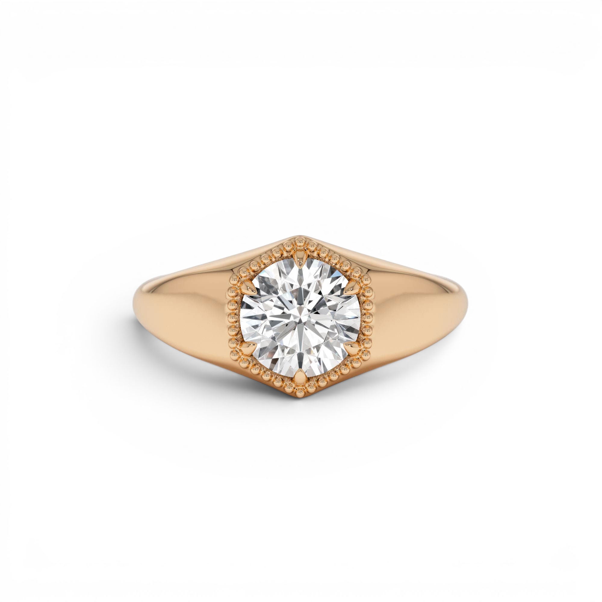 0.75 Ctw 14k Lab Grown Diamond Hexagon Signet Ring - view 3