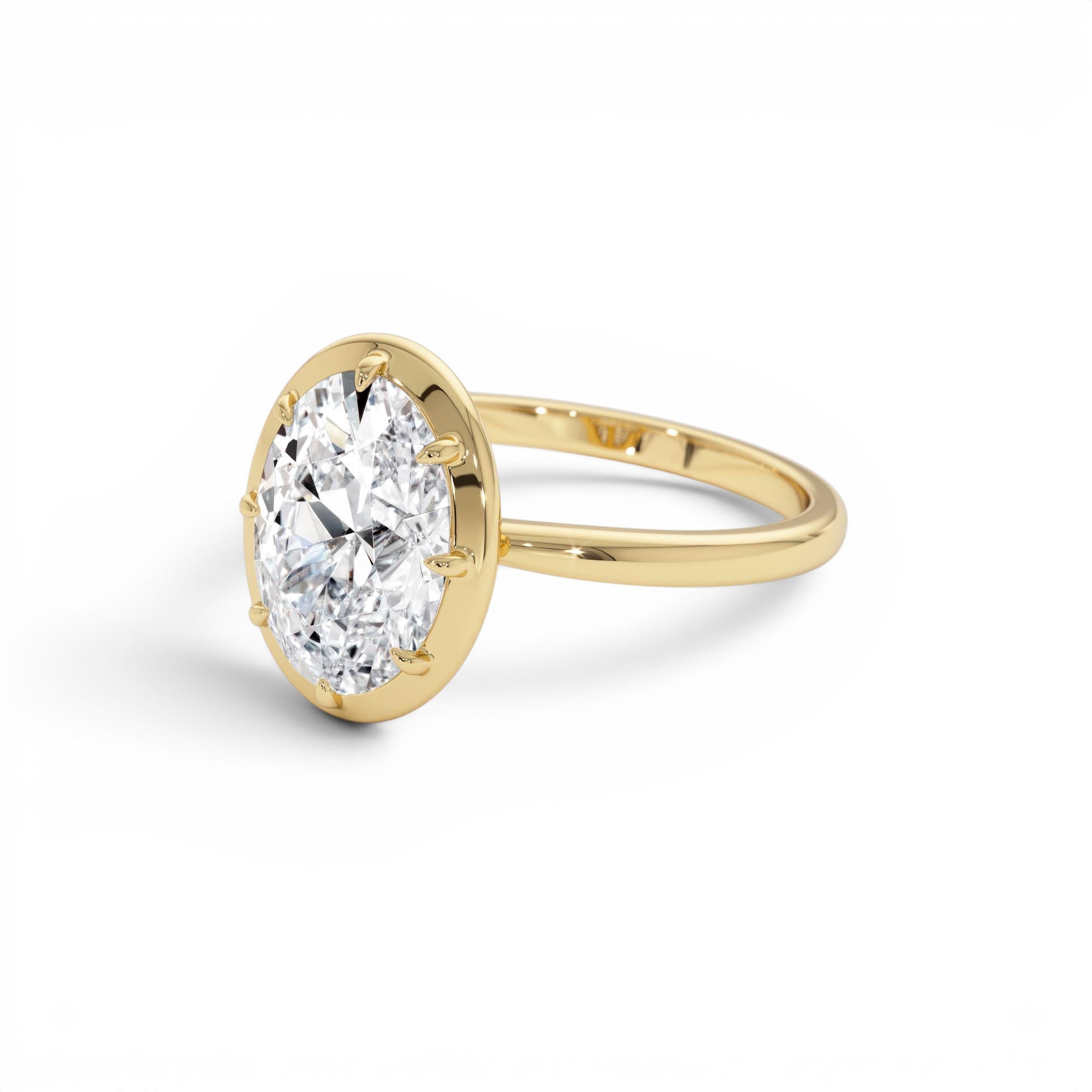 2.00 Ctw 14k Gold Oval Shape Lab Grown Diamond Claw Prong Engagement Ring - view 3
