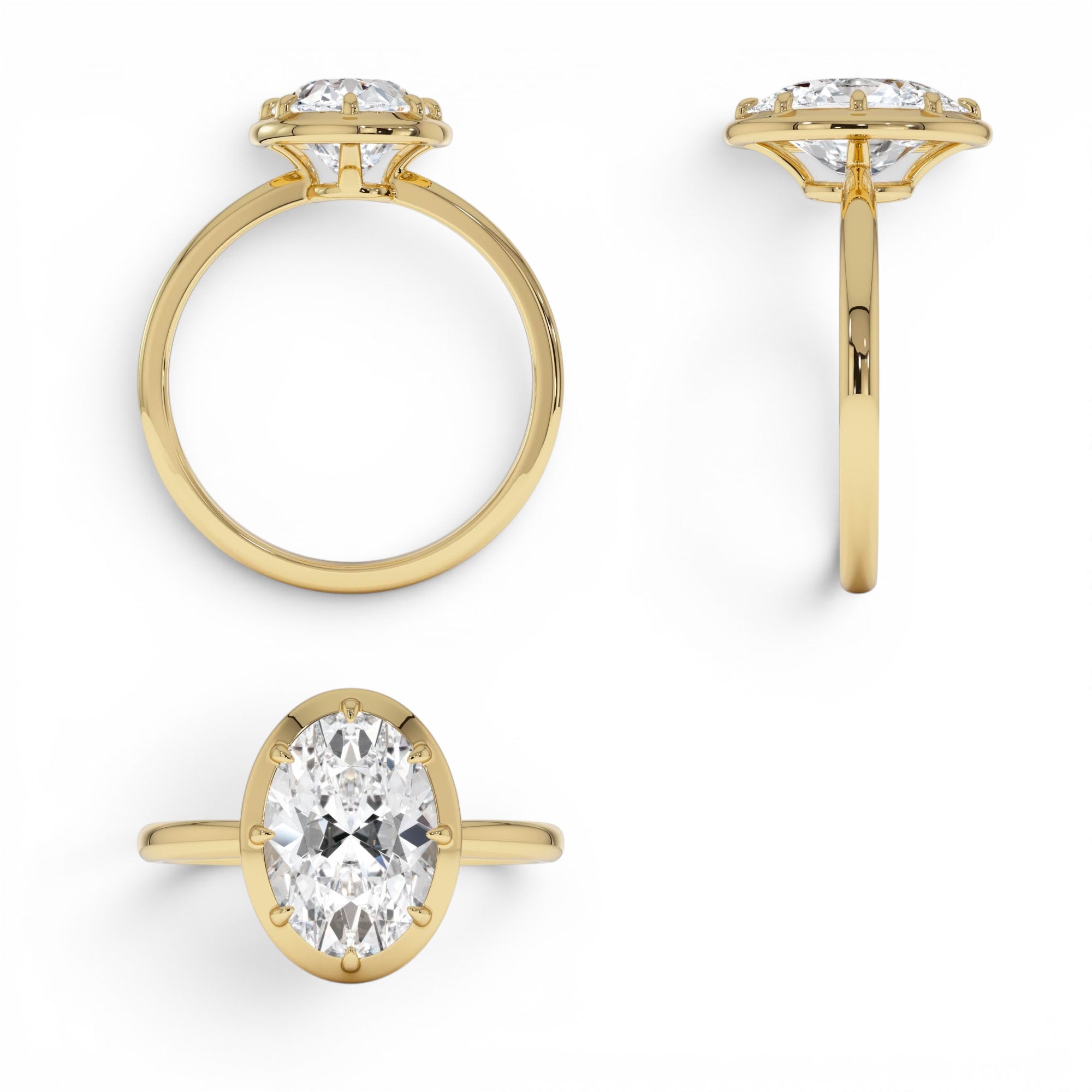2.00 Ctw 14k Gold Oval Shape Lab Grown Diamond Claw Prong Engagement Ring - view 4