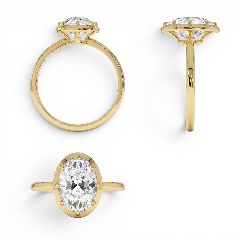 2.00 CTW 14K Gold Oval Shape Lab Grown Diamond Claw Prong Engagement Ring - view 4