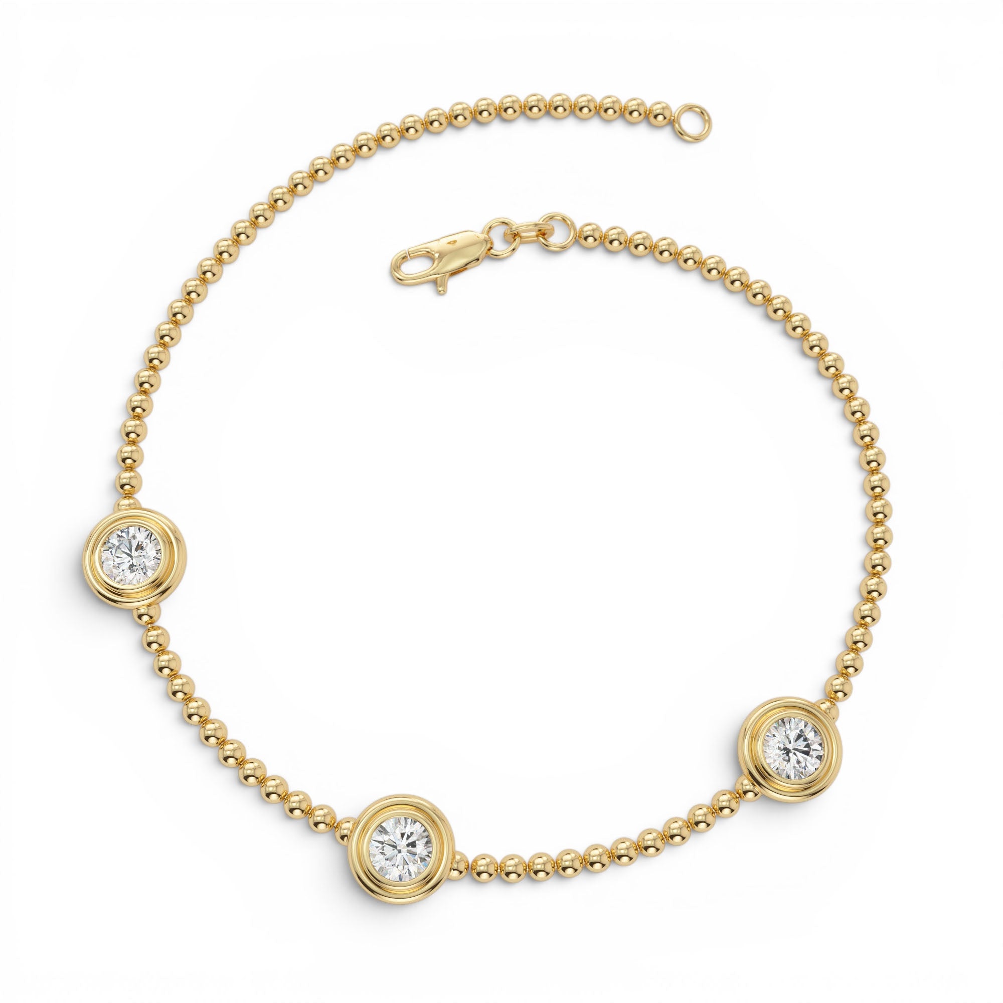 0.75 CTW 14K Gold Lab Grown Diamond by the Yard Beaded Bracelet - view 2