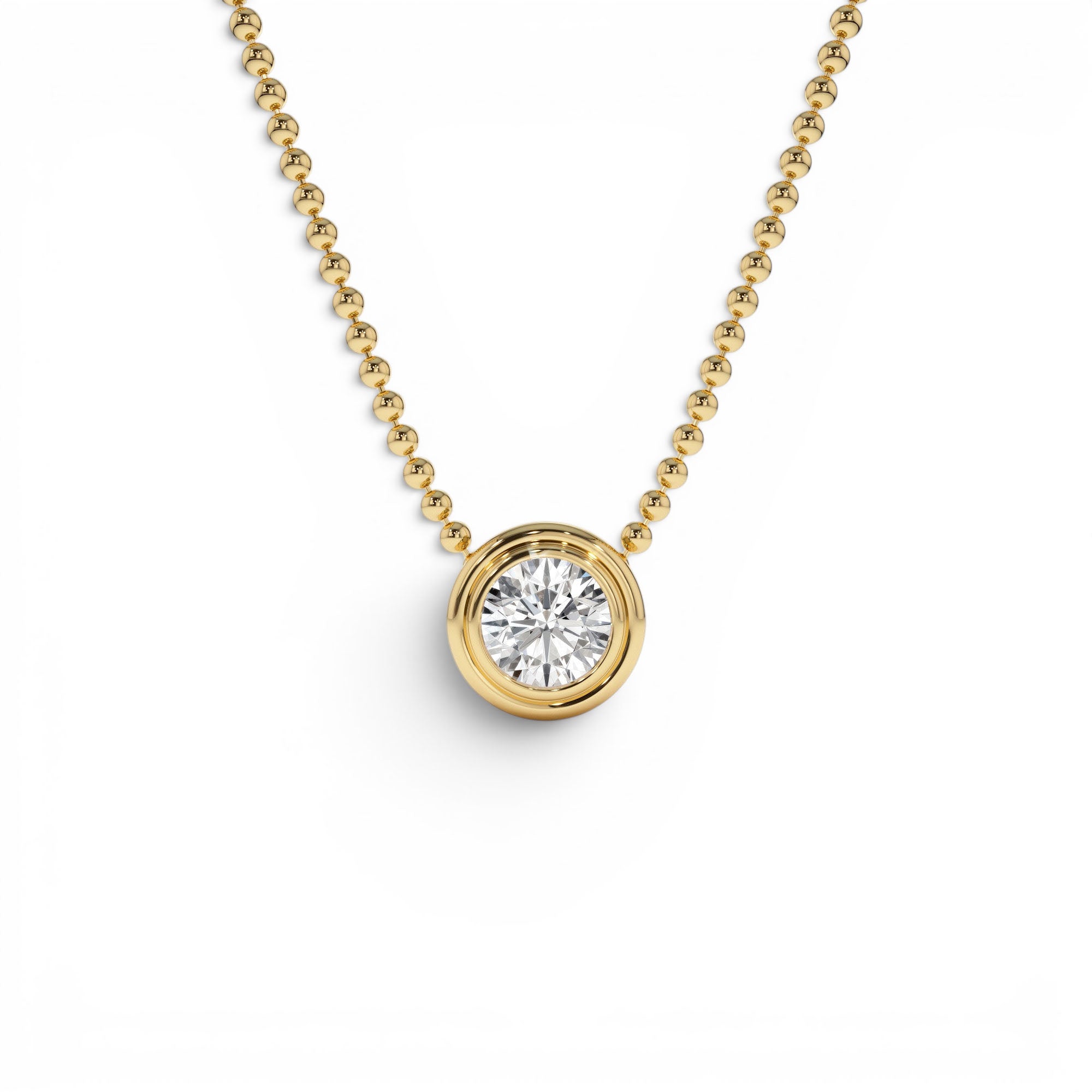 0.75 Ctw 14k Gold Round Lab Diamond Beaded Necklace by Orlina Fine