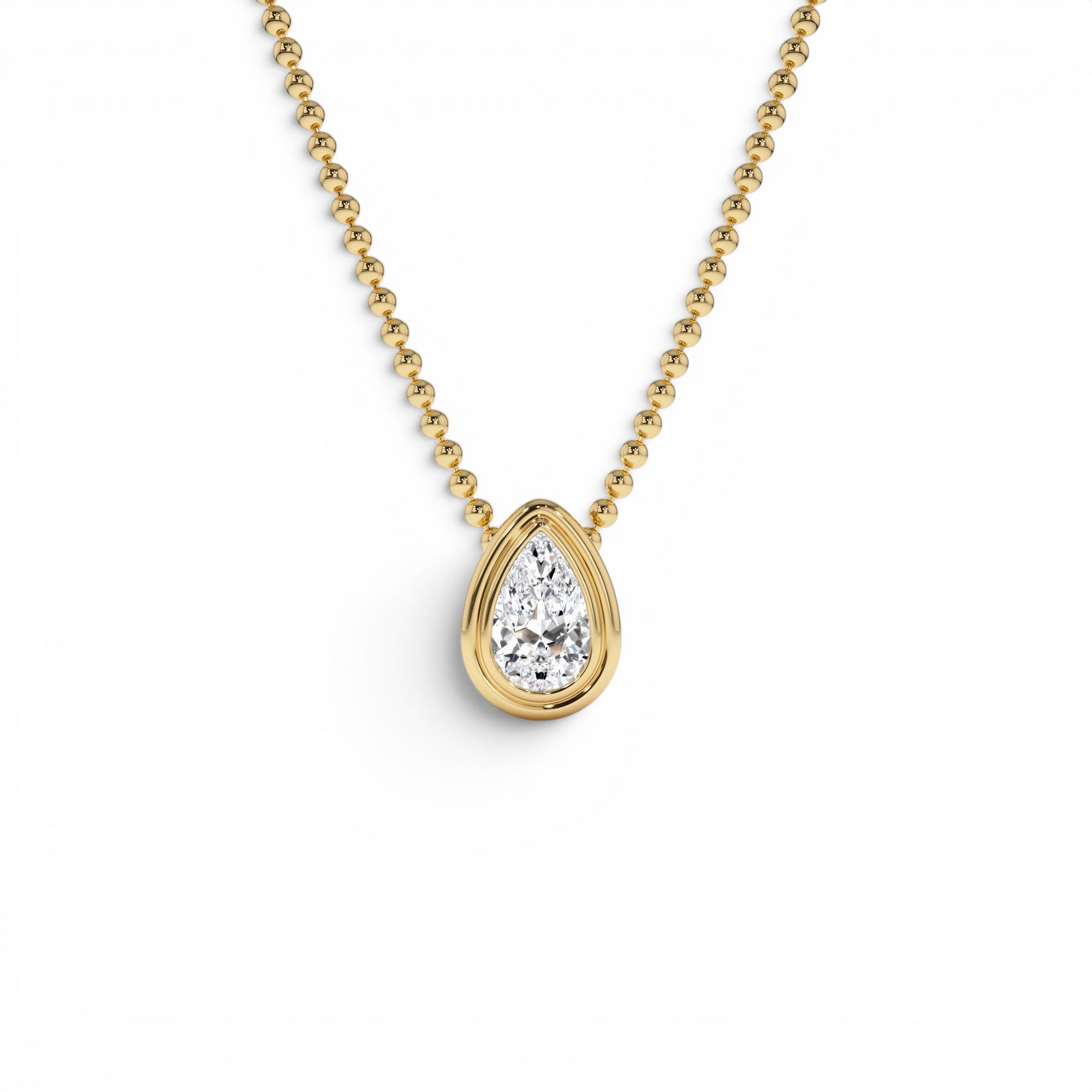 0.75 Ctw 14k Gold Pear Shape Lab Grown Diamond Beaded Necklace by Orlina Fine