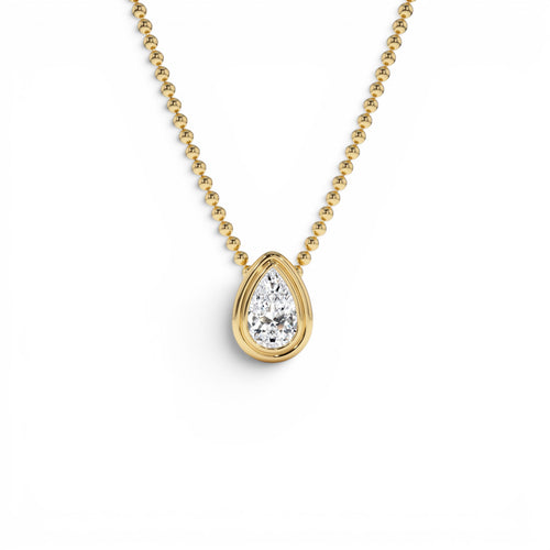 0.75 CTW 14K Gold Pear Shape Lab Grown Diamond Beaded Necklace by Orlina Fine
