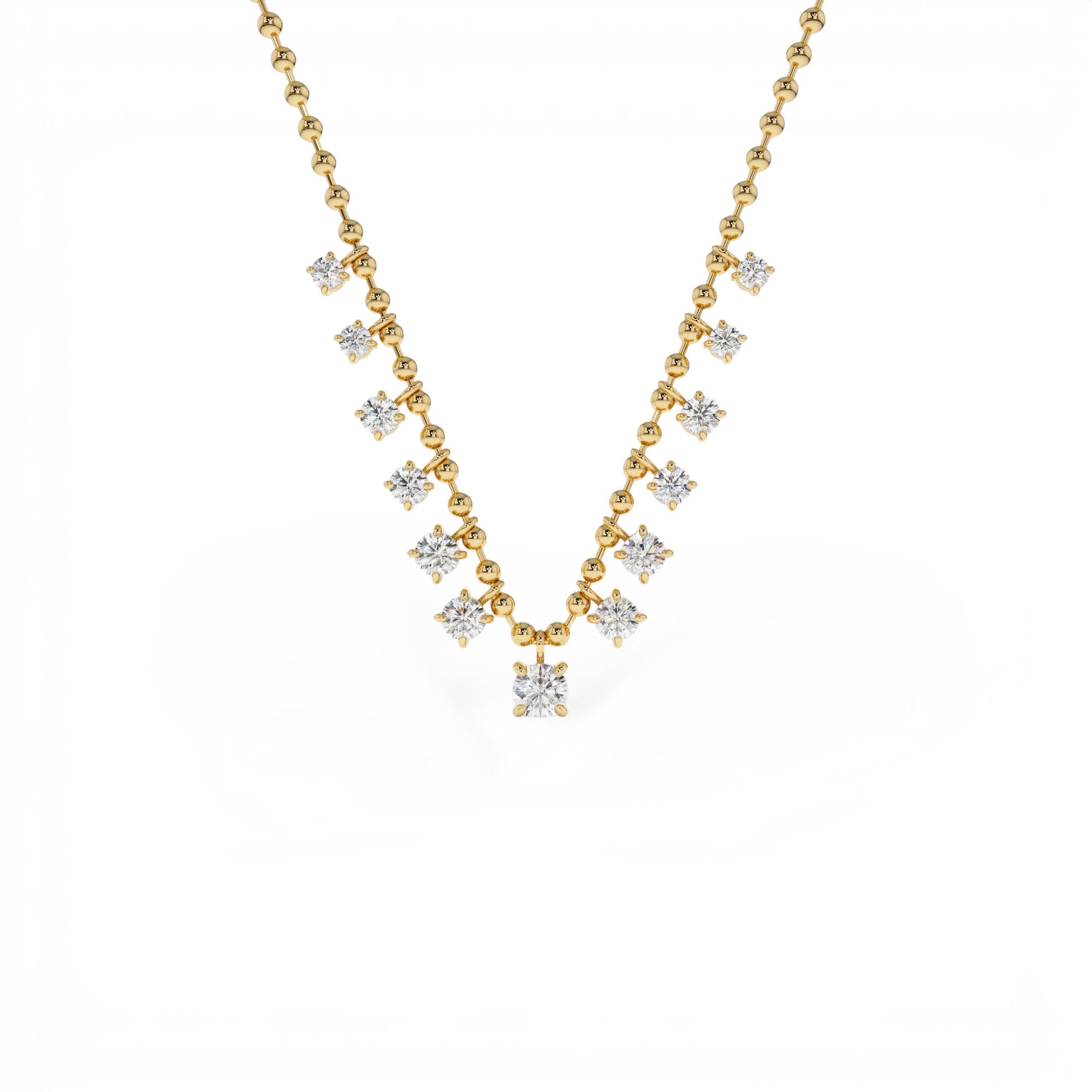 1.75 CTW 14K Gold Prong Setting Lab Diamond Beaded Necklace by Orlina Fine