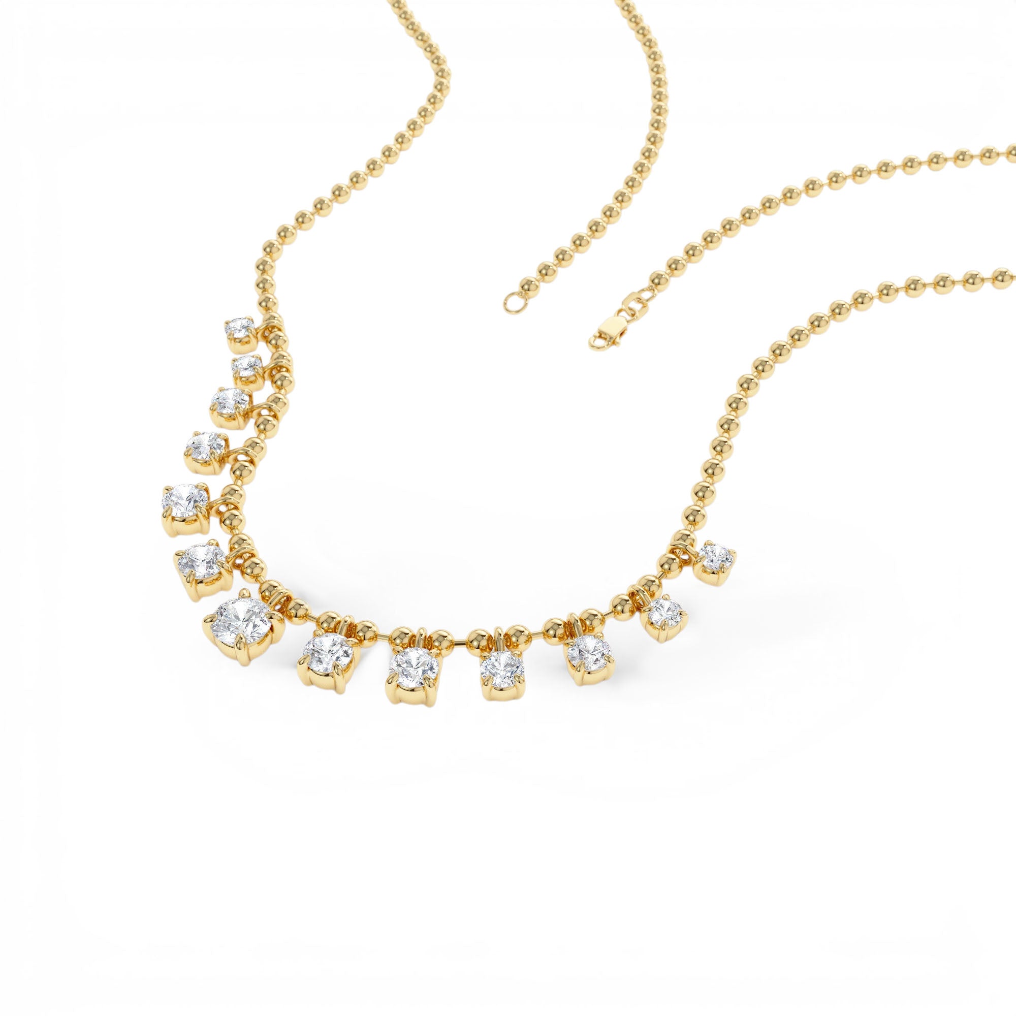 1.75 CTW 14K Gold Prong Setting Lab Diamond Beaded Necklace - view 2
