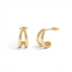 14k Gold Double Curved J Hoop Earrings by Orlina Fine