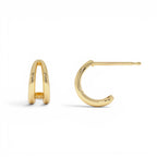 14k Gold Double Curved J Hoop Earrings - view 3