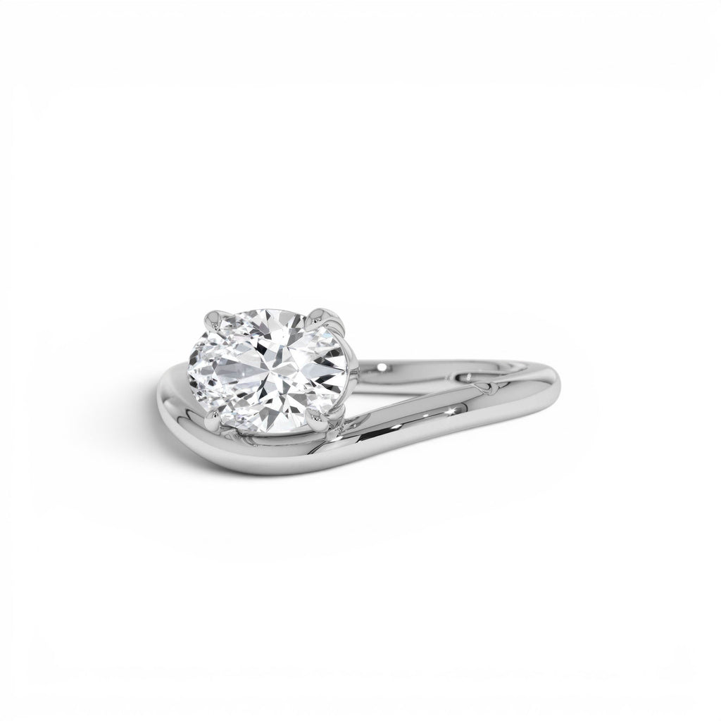 1ct Oval Shaped Lab Grown Contemporary Diamond Engagement Ring - view 3