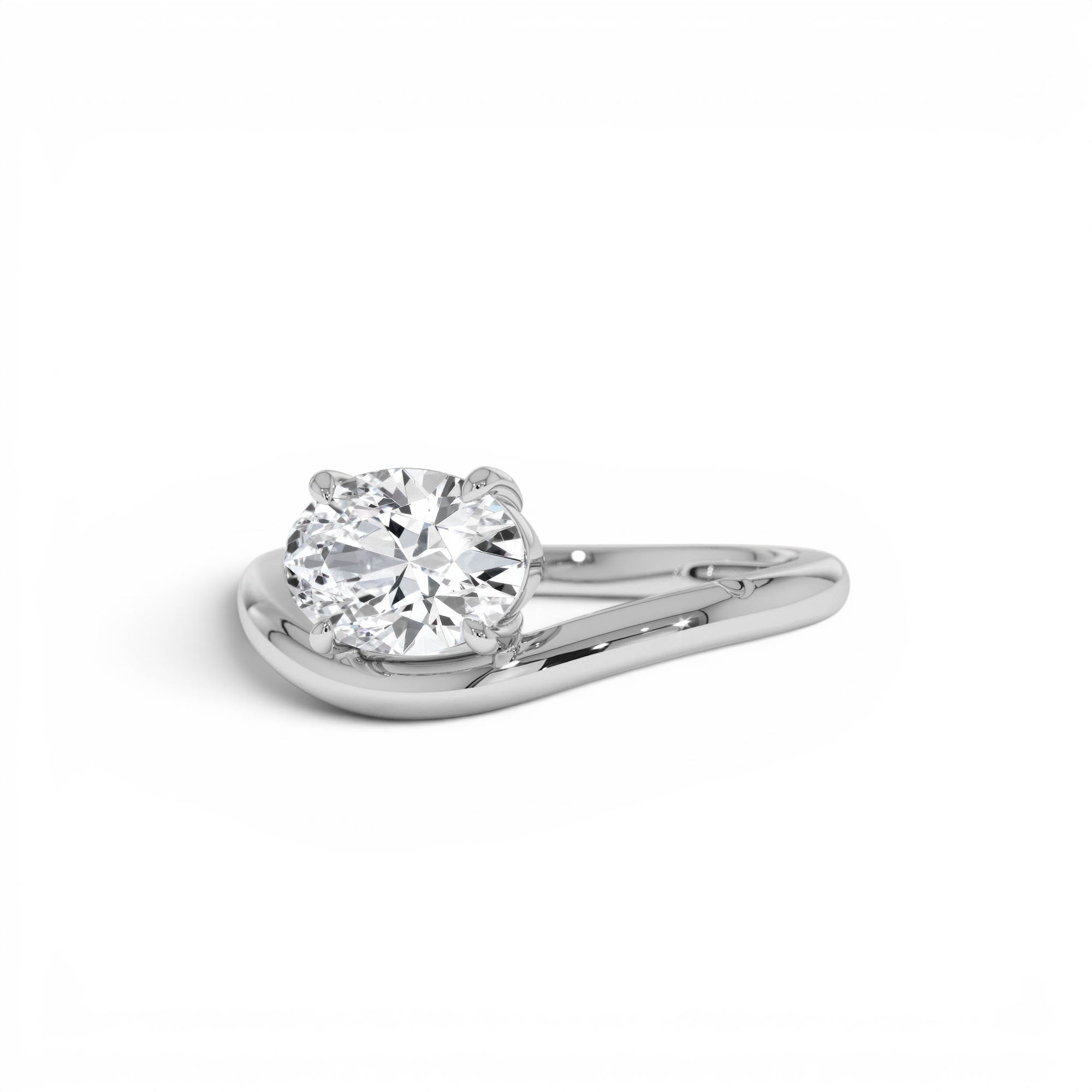 1ct Oval Shaped Lab Grown Contemporary Diamond Engagement Ring - view 3