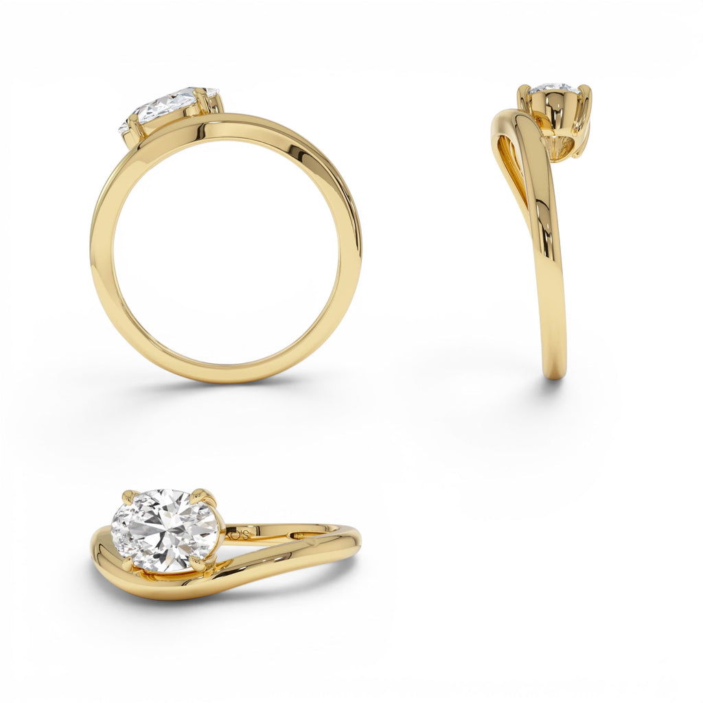 1ct Oval Shaped Lab Grown Contemporary Diamond Engagement Ring - view 5