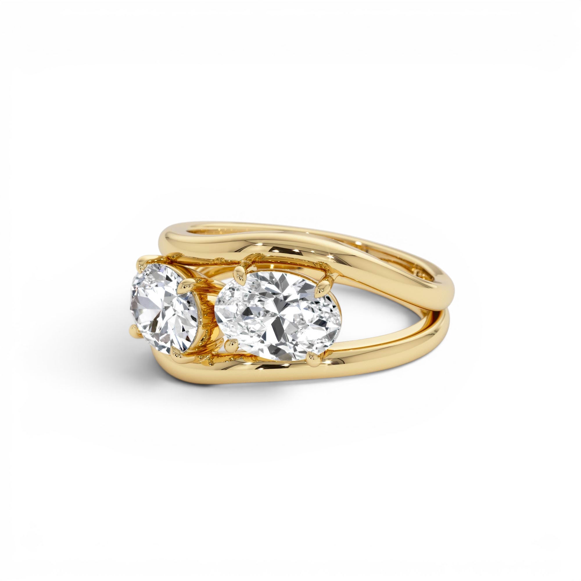 2.00 Ctw 14k Oval Shaped Lab Grown Diamond Stacked Rings - view 4