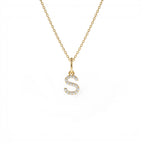 14K Gold Diamond Initial Pendant on a Bail by Orlina Fine