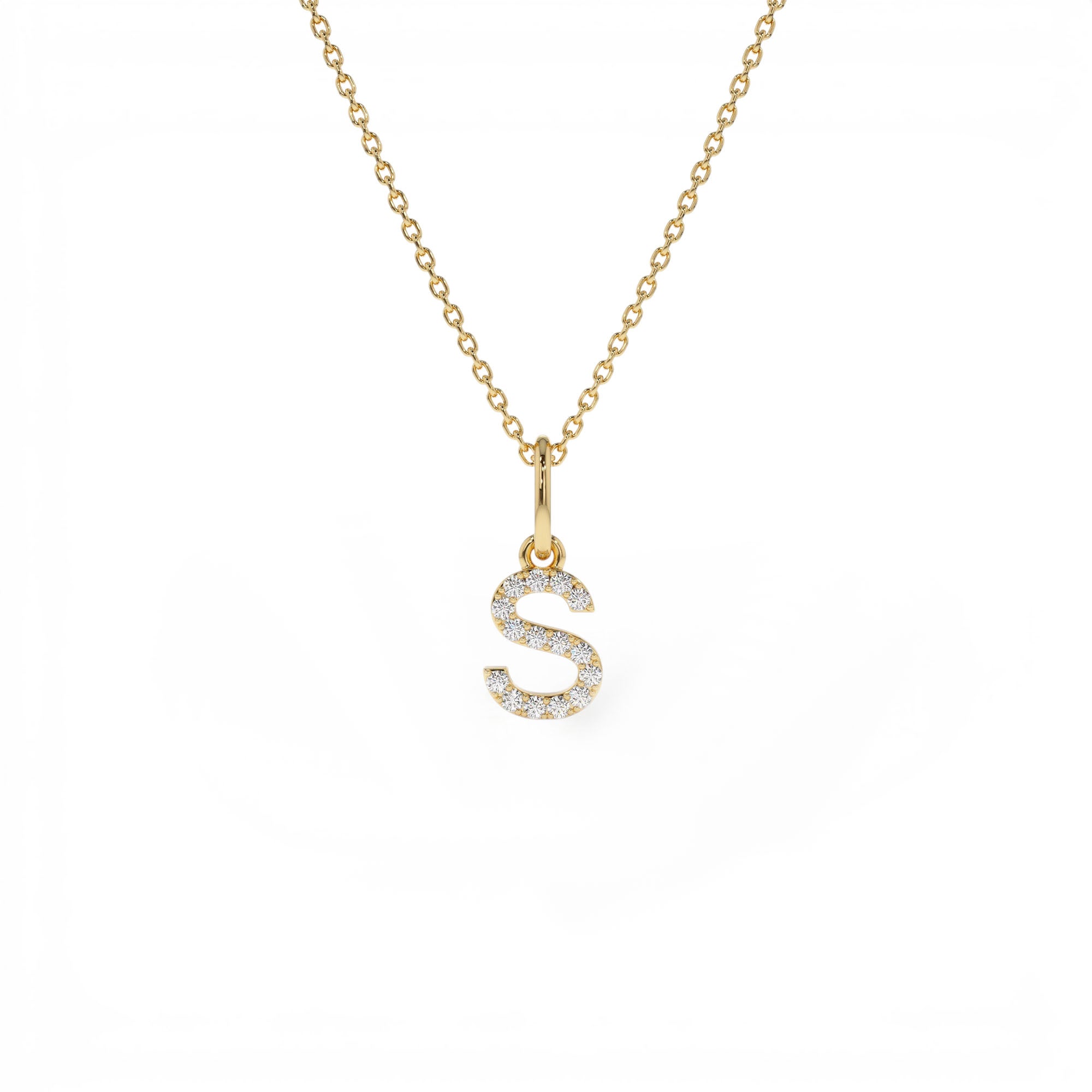 14K Gold Diamond Initial Pendant on a Bail by Orlina Fine