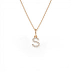 14K Gold Diamond Initial Pendant on a Bail - view 2