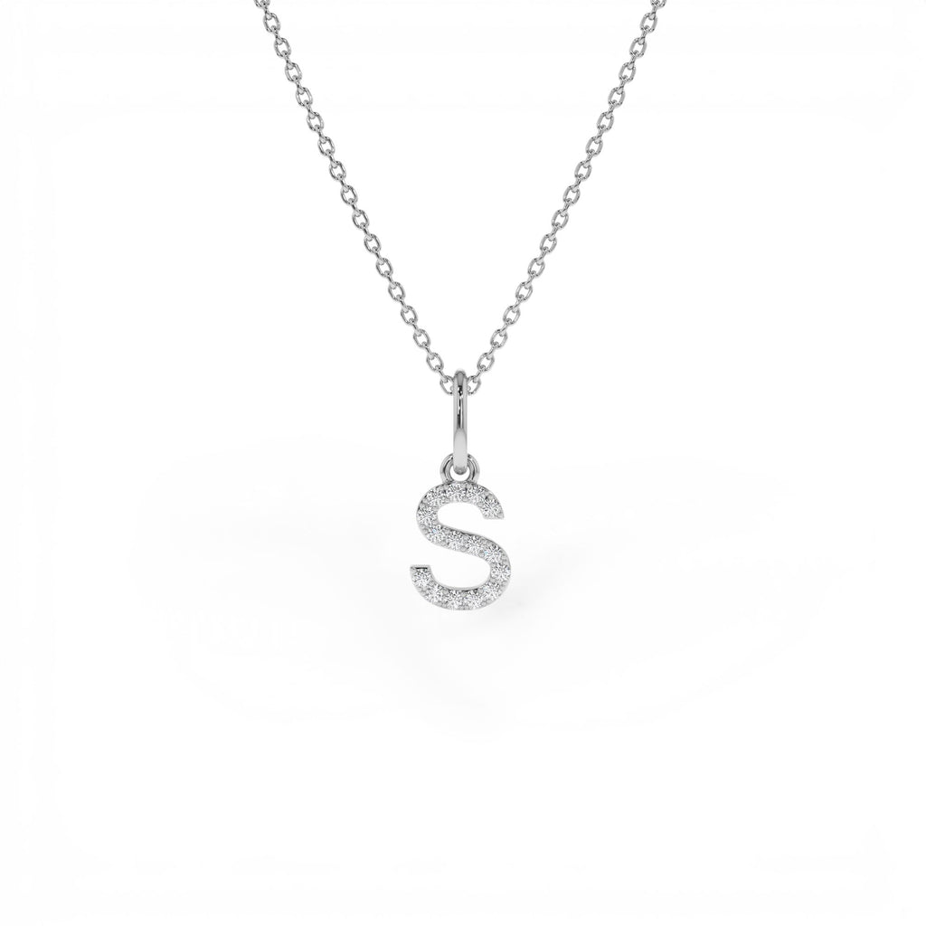 14K Gold Diamond Initial Pendant on a Bail - view 3