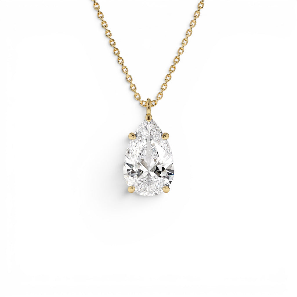3.00 CTW 14K Pear Shaped Lab Grown Diamond Statement Pendant Necklace by Orlina Fine