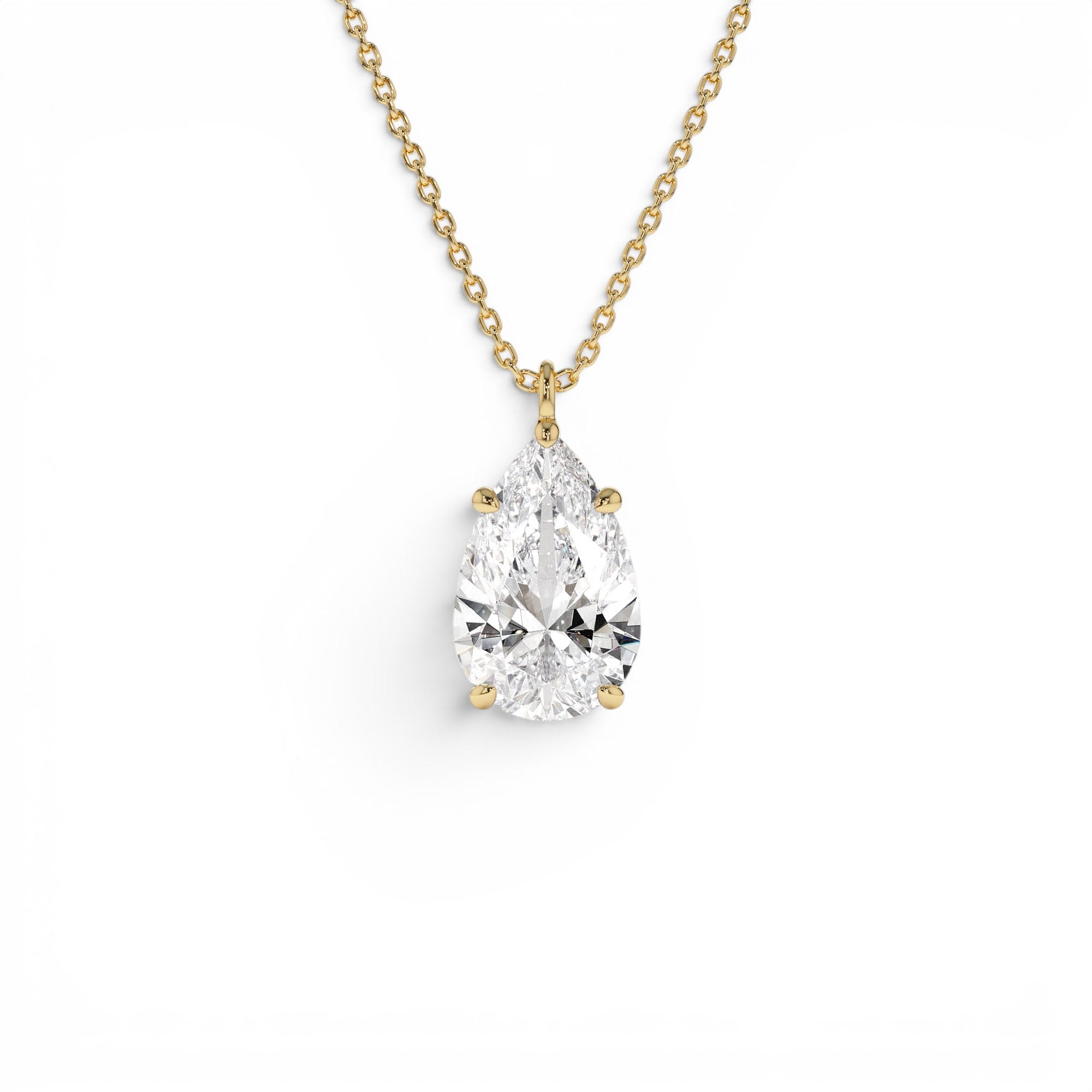 3.00 CTW 14K Pear Shaped Lab Grown Diamond Statement Pendant Necklace by Orlina Fine