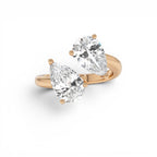 3.05ctw 14k Pear Shaped Lab Grown Diamond Toi et Moi Ring - view 2