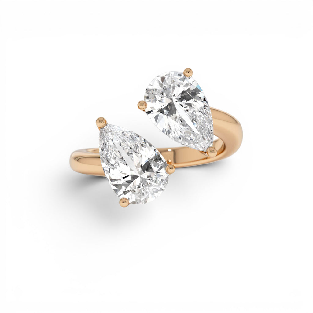 3.05ctw 14K Pear Shaped Lab Grown Diamond Toi et Moi Ring - view 2