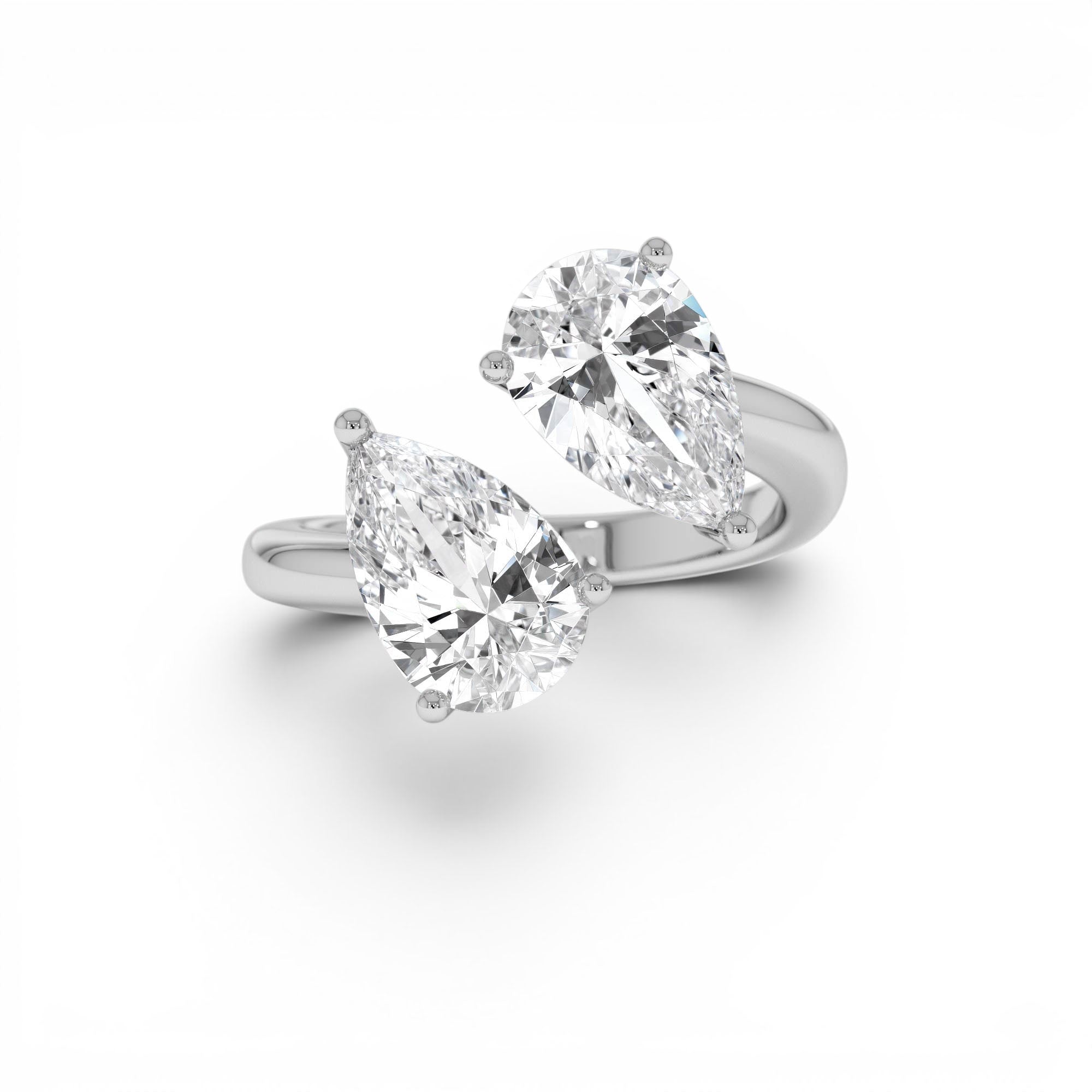 3.05ctw 14k Pear Shaped Lab Grown Diamond Toi et Moi Ring - view 3
