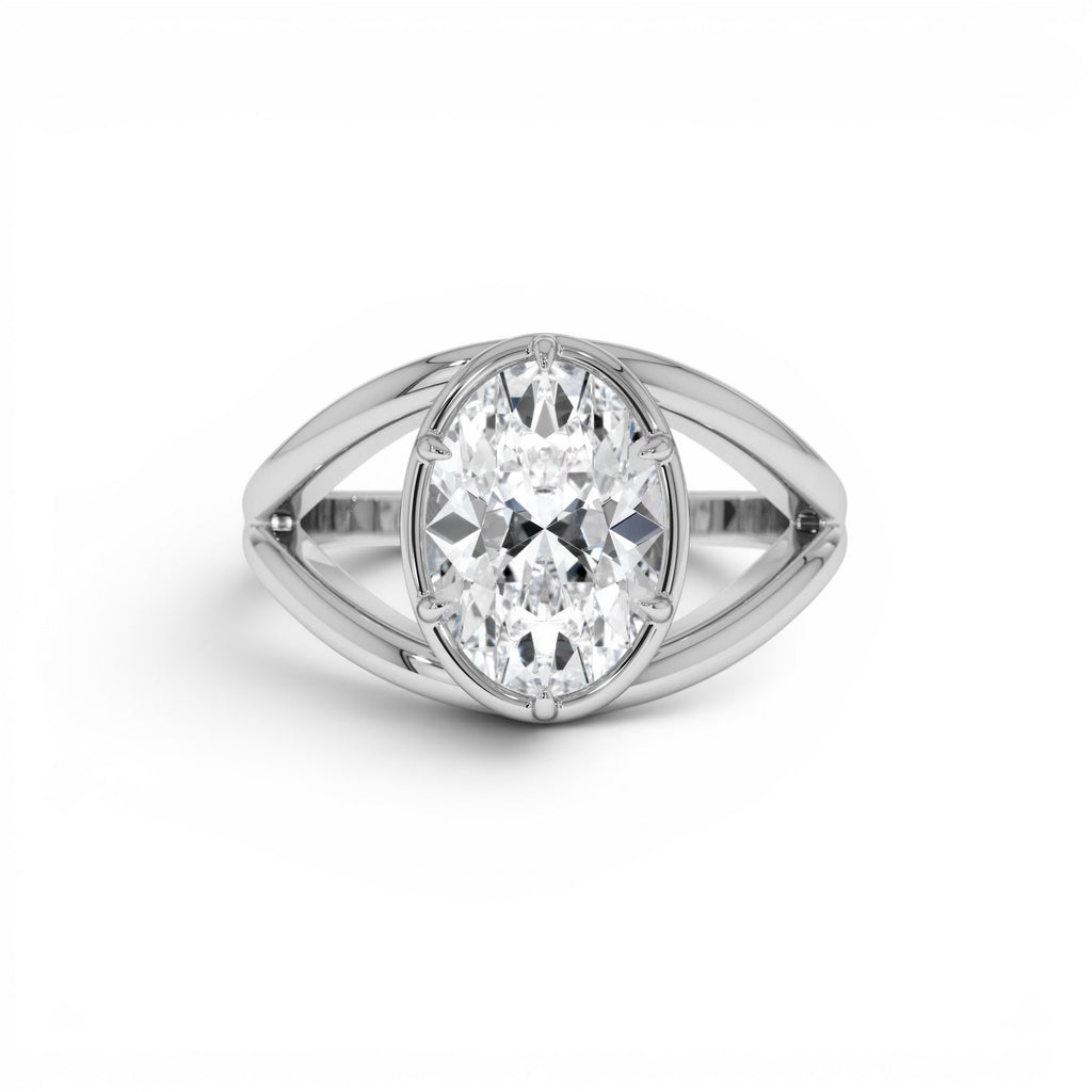 2.00ctw 14K Oval Shaped Split Shank Lab Grown Diamond Engagement Ring - view 3