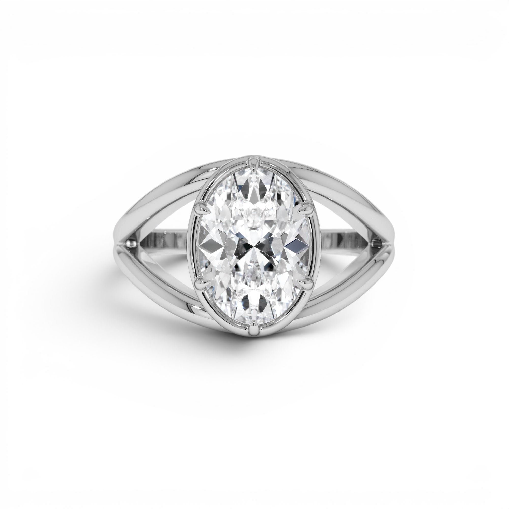 2.00ctw 14K Oval Shaped Split Shank Lab Grown Diamond Engagement Ring - view 3