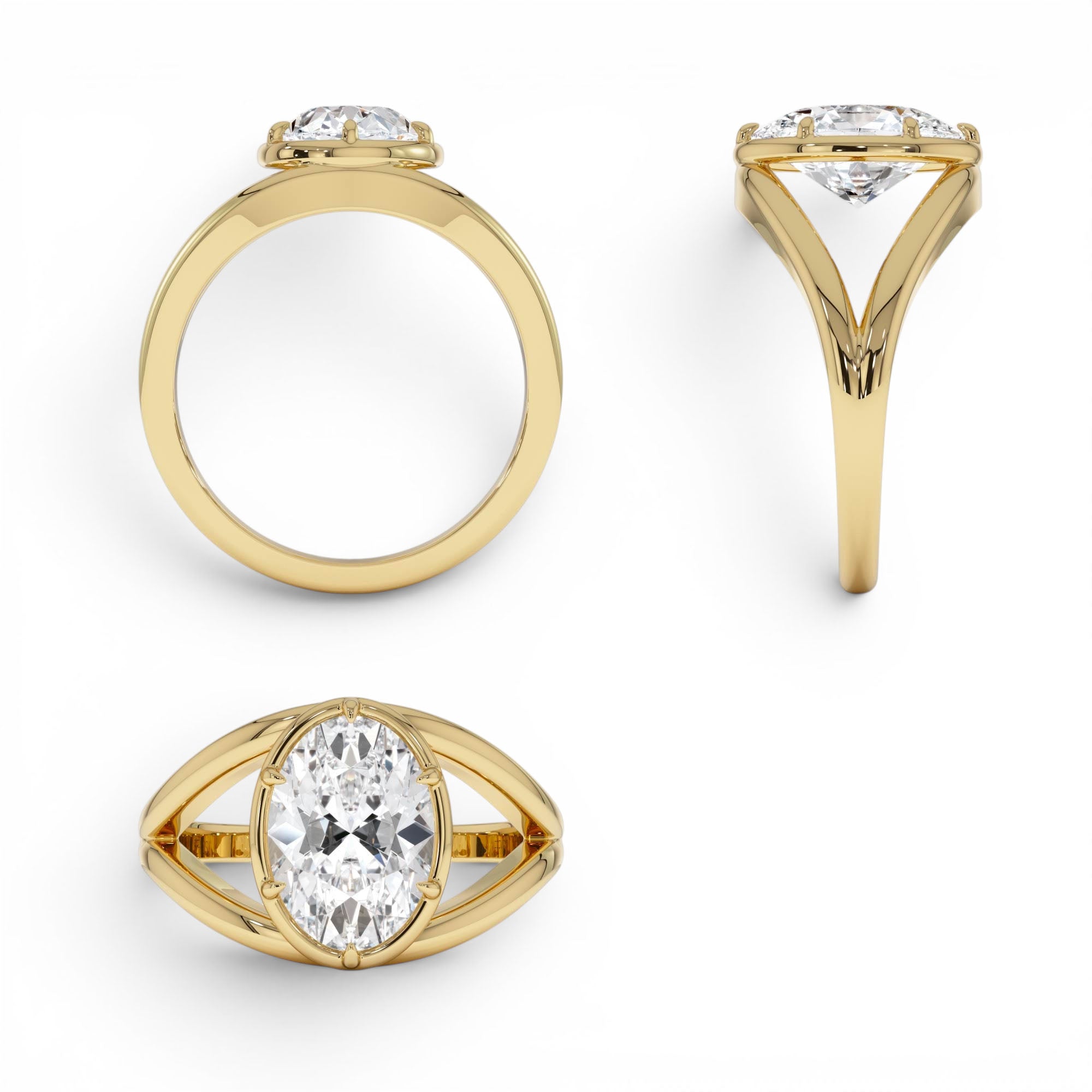 2.00ctw 14k Oval Shaped Split Shank Lab Grown Diamond Engagement Ring - view 5