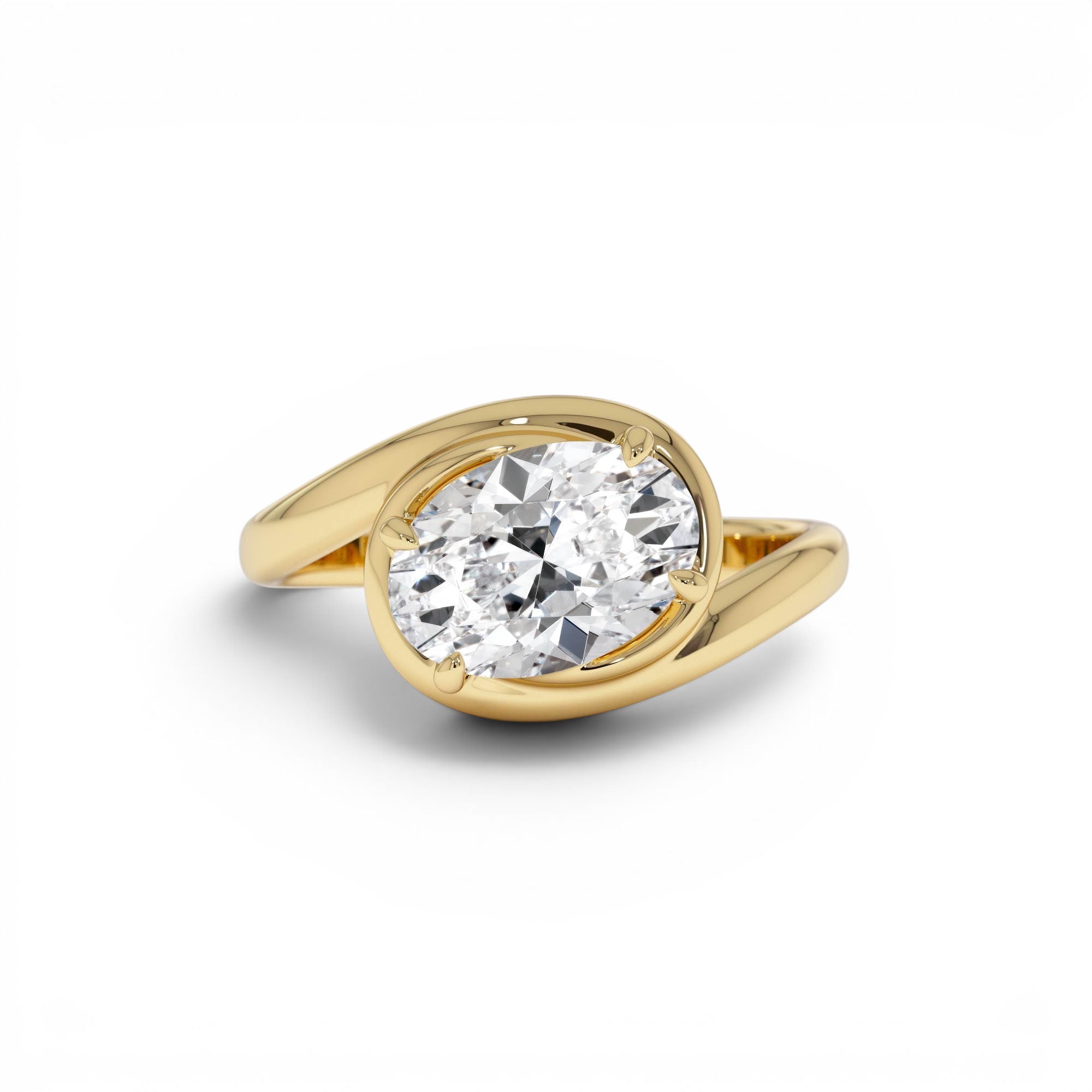 1.50ctw 14K Oval Shaped LabGrown Diamond Bypass Engagement Ring by Orlina Fine