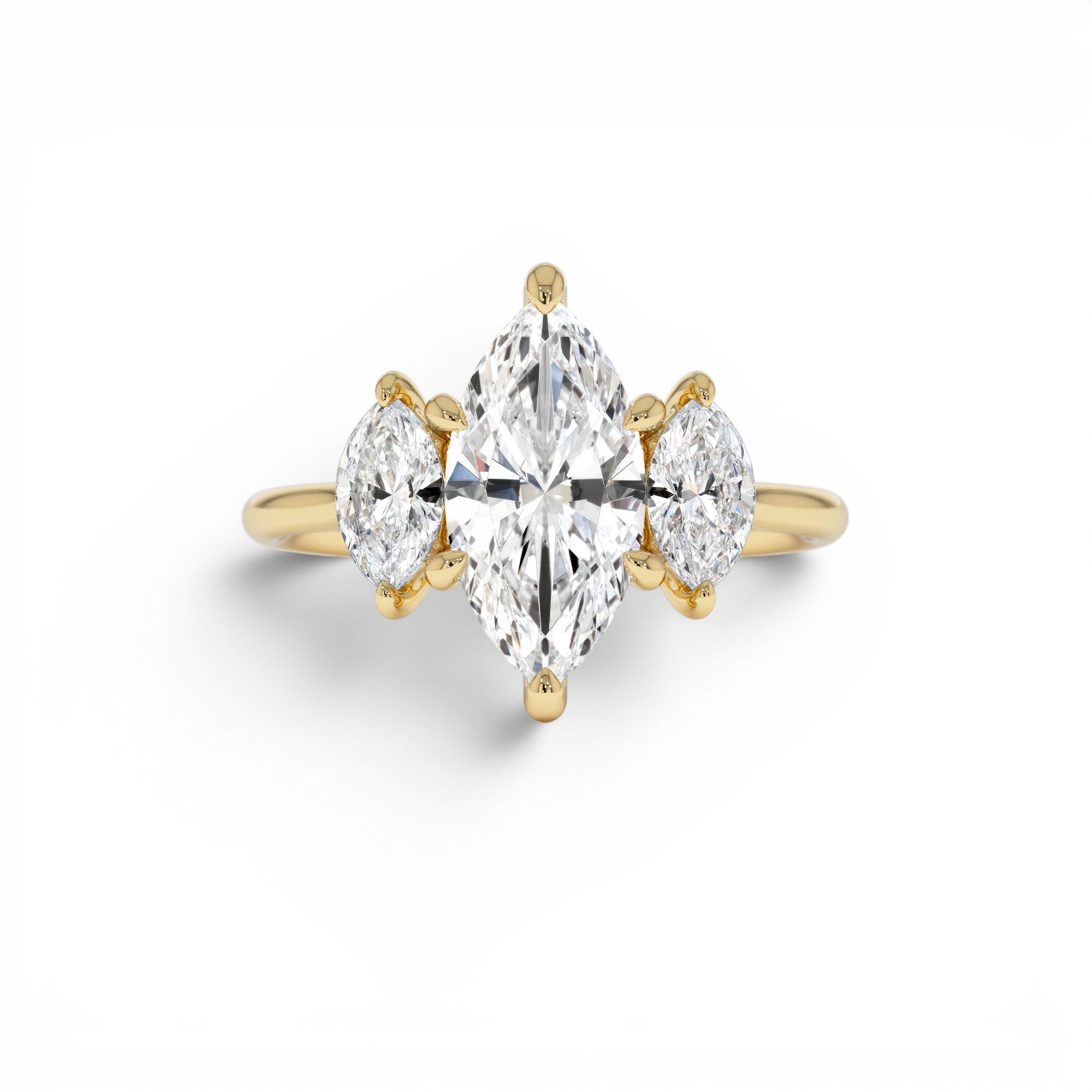 2.00ctw 14k Marquise Shaped Three Stone Lab Grown Diamond Engagement Ring by Orlina Fine