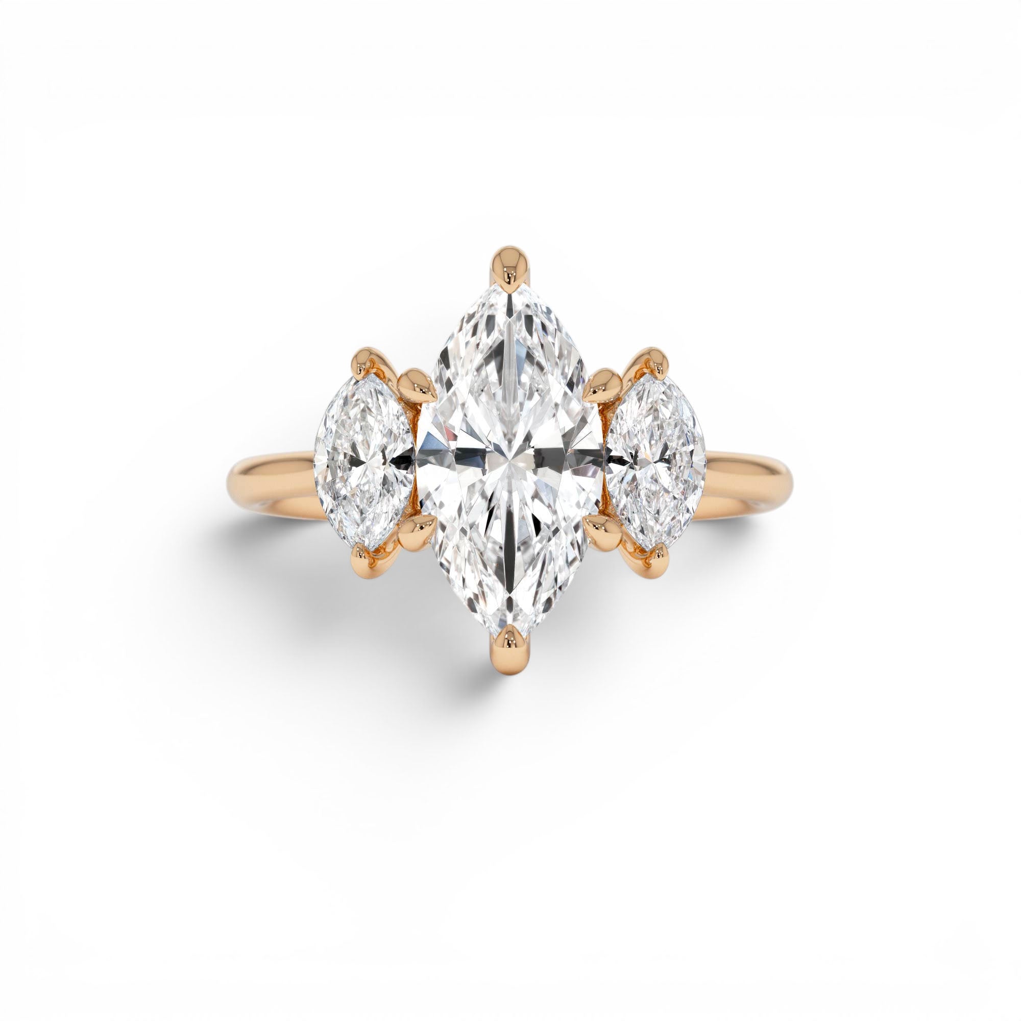 2.00ctw 14K Marquise Shaped Three Stone Lab Grown Diamond Engagement Ring - view 2