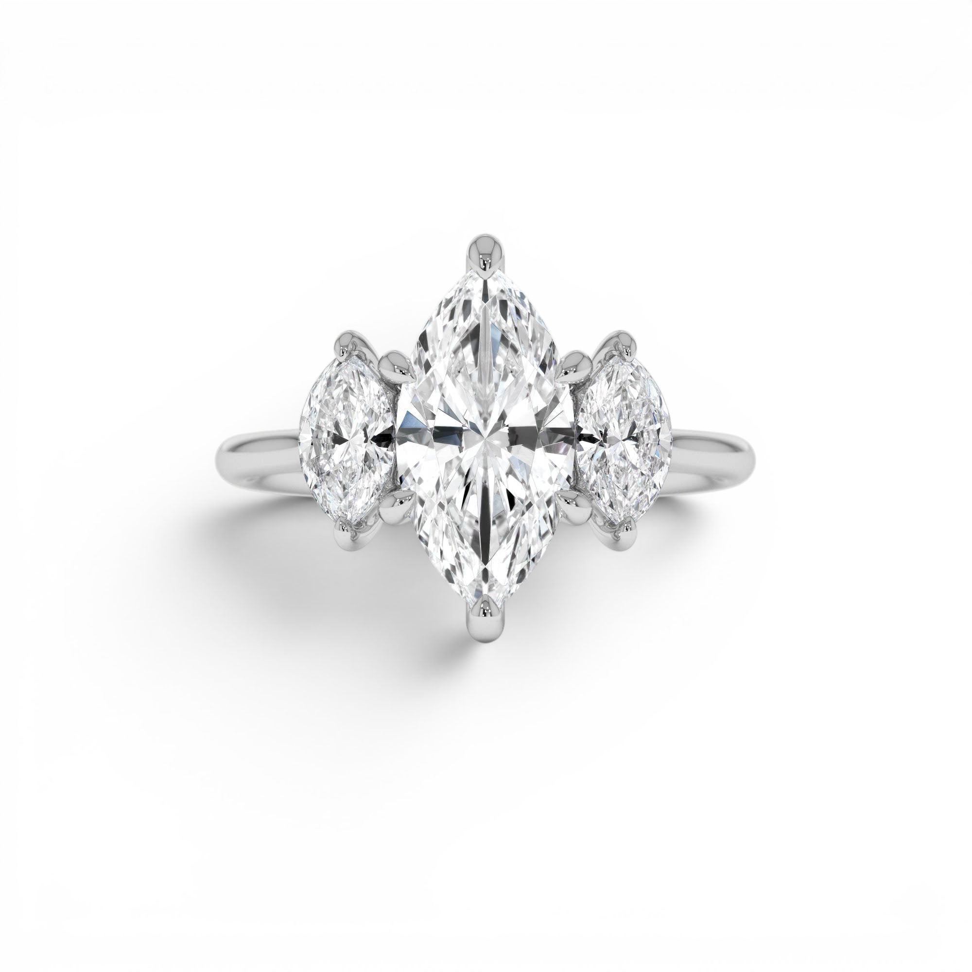2.00ctw 14k Marquise Shaped Three Stone Lab Grown Diamond Engagement Ring - view 3