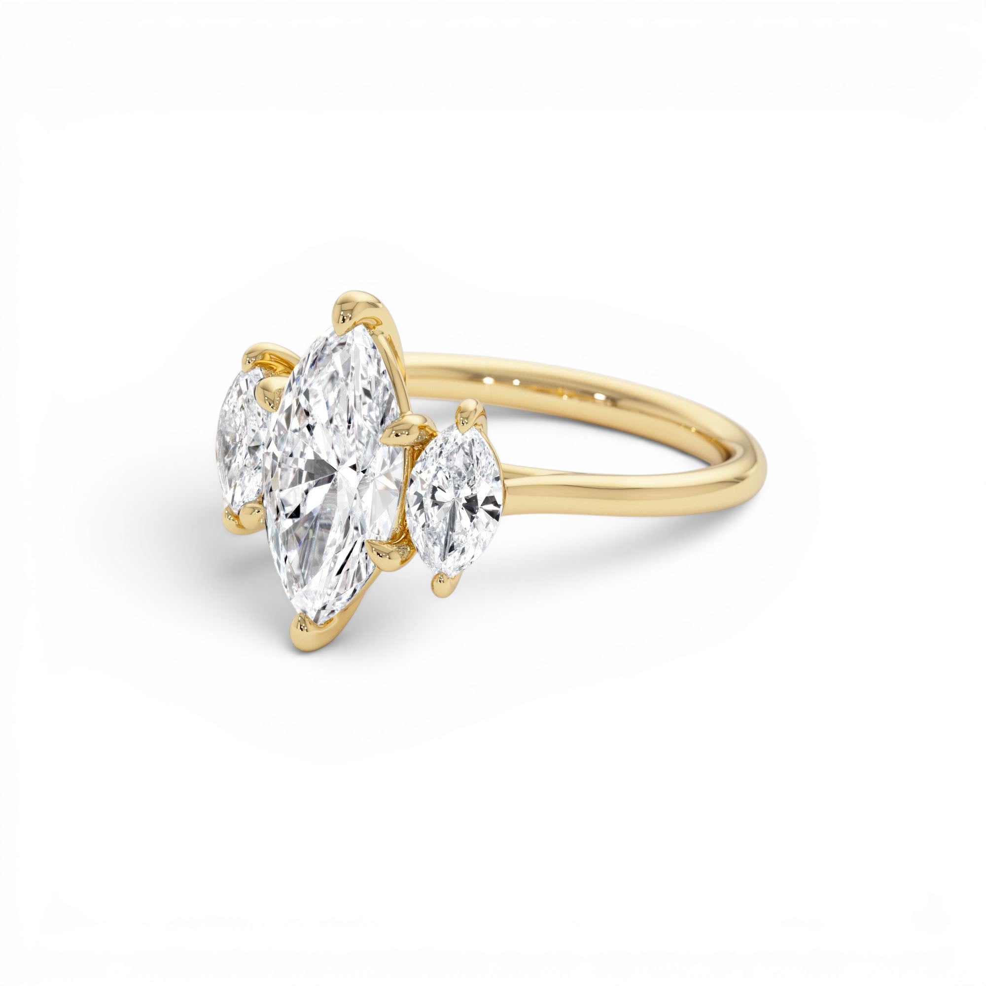 2.00ctw 14k Marquise Shaped Three Stone Lab Grown Diamond Engagement Ring - view 4