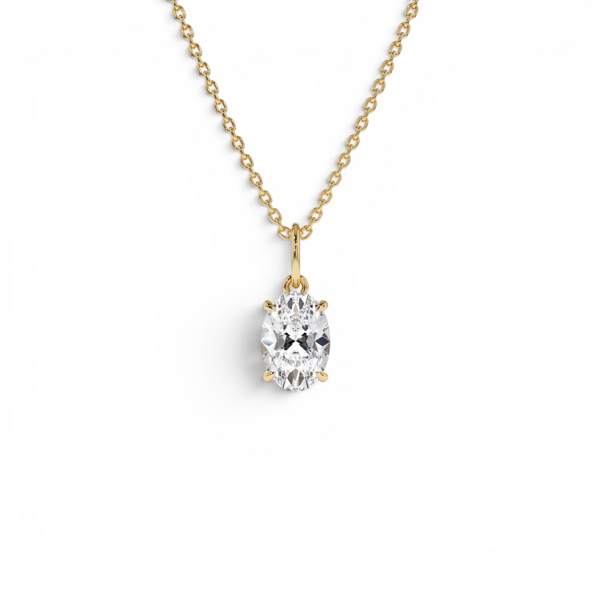 1.00 Ctw 14k Oval Shaped Lab Grown Diamond Classic Charm Necklace by Orlina Fine