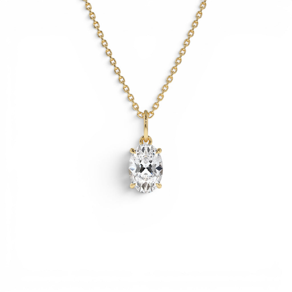 1.00 CTW 14K Oval Shaped Lab Grown Diamond Classic Charm Necklace by Orlina Fine