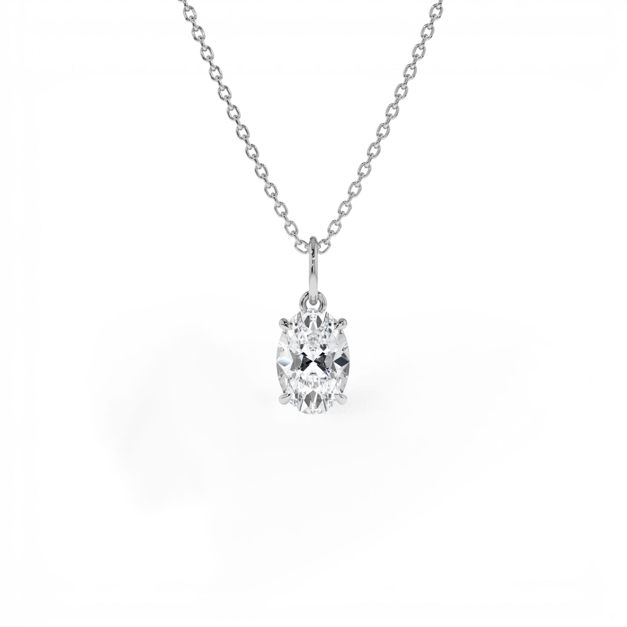 1.00 Ctw 14k Oval Shaped Lab Grown Diamond Classic Charm Necklace - view 2