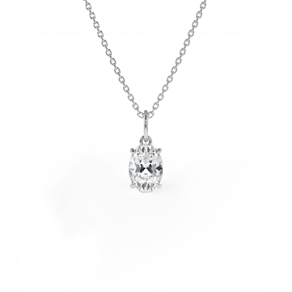 1.00 CTW 14K Oval Shaped Lab Grown Diamond Classic Charm Necklace - view 2