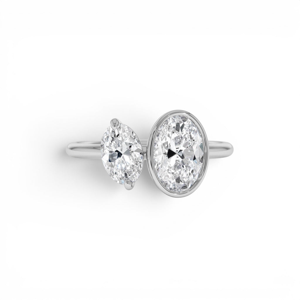1.50ct 14K Oval Shaped Lab Grown Diamond Toi et Moi Ring - view 2