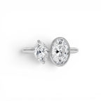 1.50ct 14K Oval Shaped Lab Grown Diamond Toi et Moi Ring - view 2