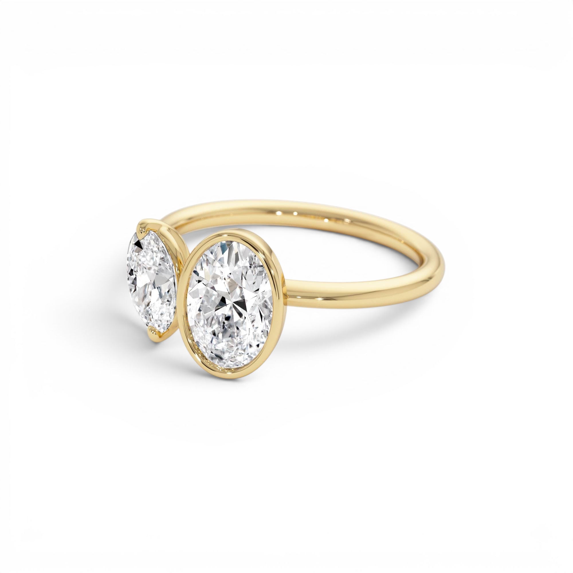 1.50ct 14K Oval Shaped Lab Grown Diamond Toi et Moi Ring - view 4