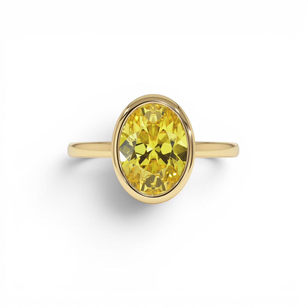 2.00 Ctw 14k Fancy Yellow Oval Lab Grown Diamond Engagement Ring by Orlina Fine