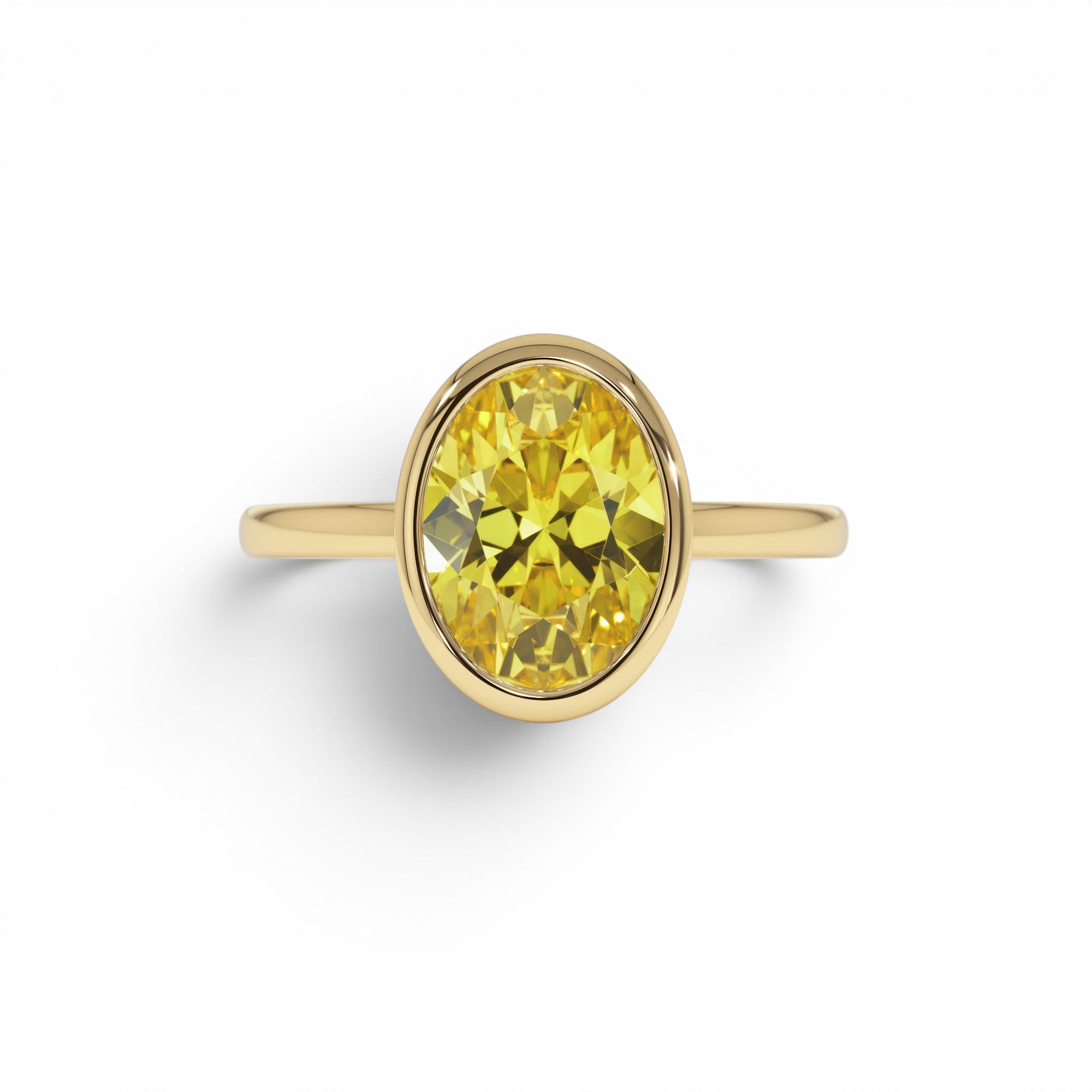 2.00 Ctw 14k Fancy Yellow Oval Lab Grown Diamond Engagement Ring by Orlina Fine