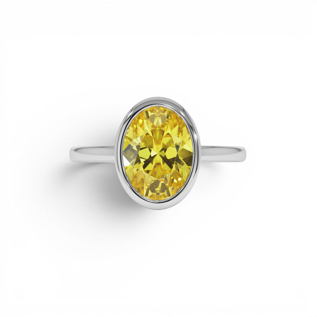2.00 Ctw 14k Fancy Yellow Oval Lab Grown Diamond Engagement Ring - view 2