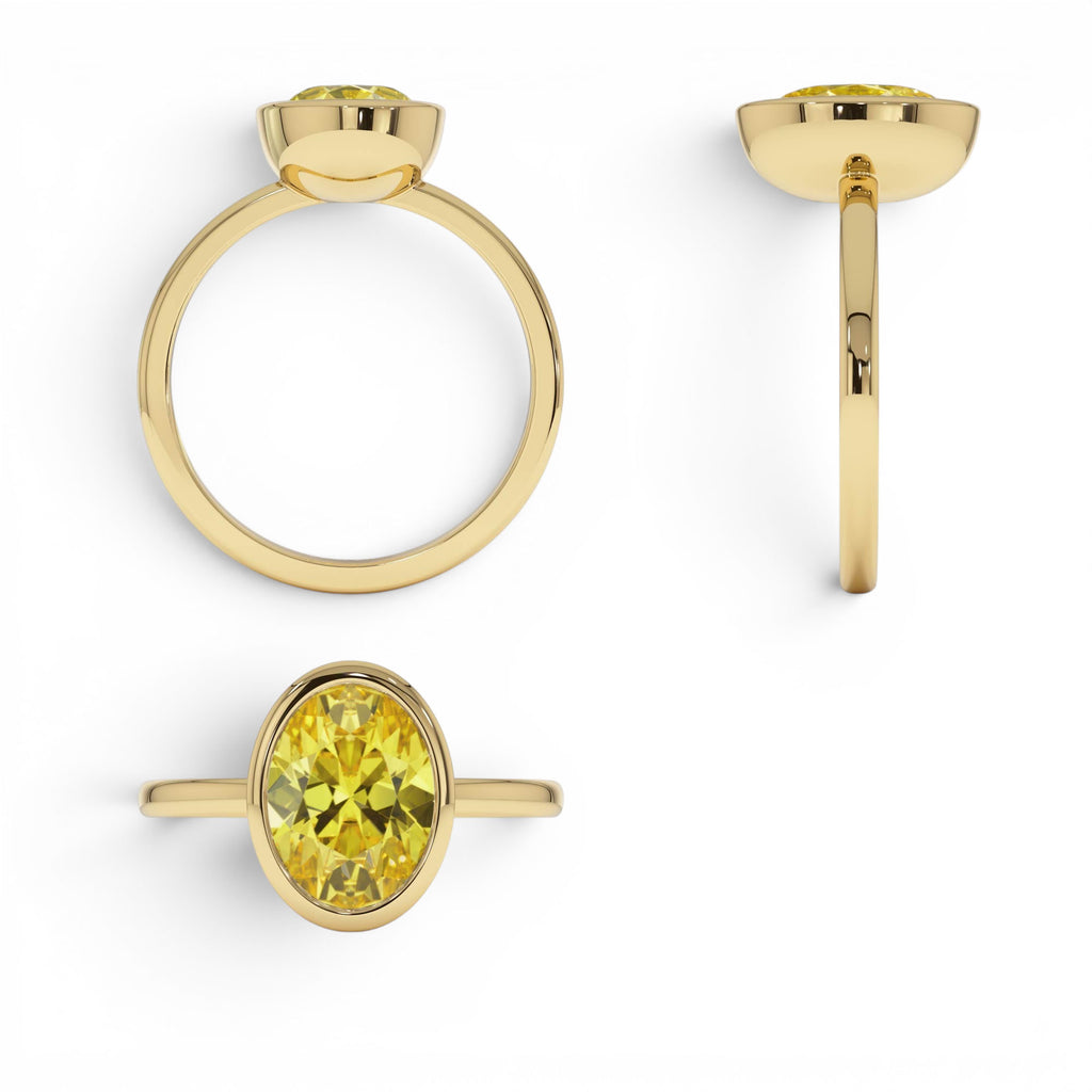 2.00 Ctw 14k Fancy Yellow Oval Lab Grown Diamond Engagement Ring - view 4