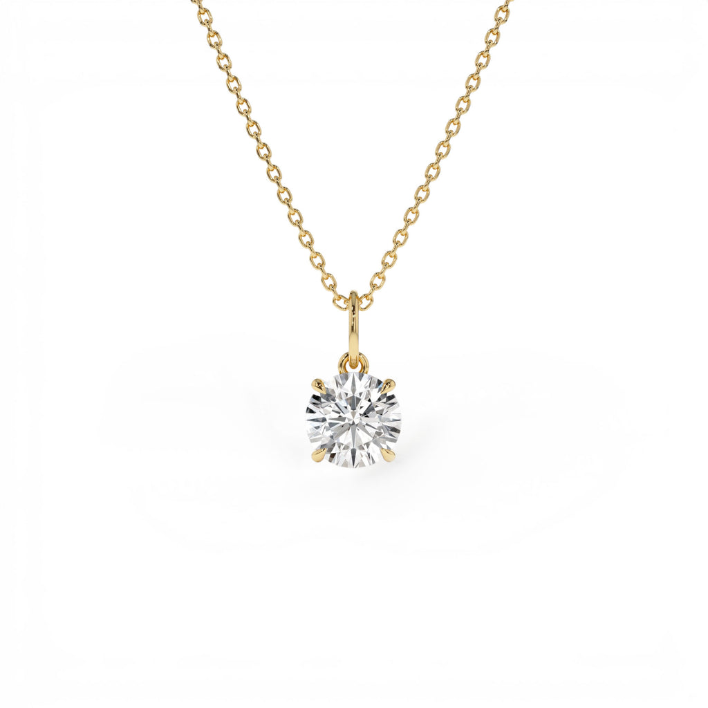 1.00 Ctw 14k Round Solitaire Lab Grown Diamond Classic Charm Necklace by Orlina Fine