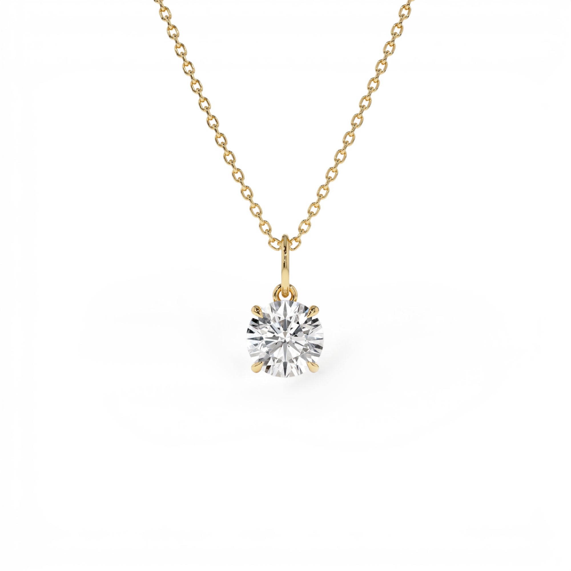 1.00 Ctw 14k Round Solitaire Lab Grown Diamond Classic Charm Necklace by Orlina Fine